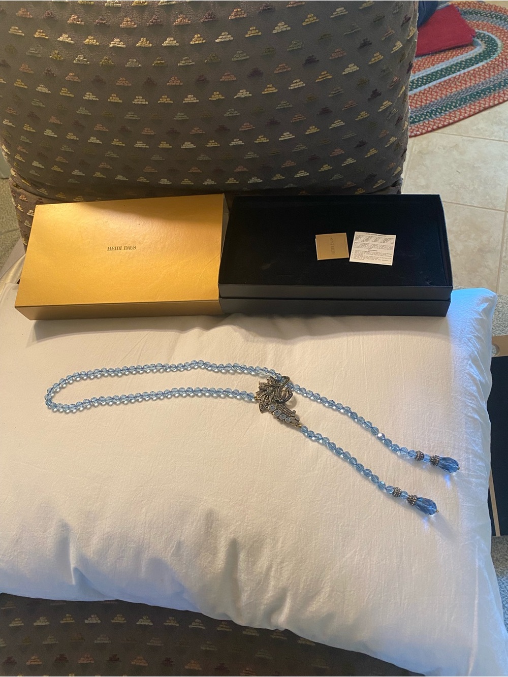 Heidi Daus Necklace Light Blue Beads and Crystals NRFB
